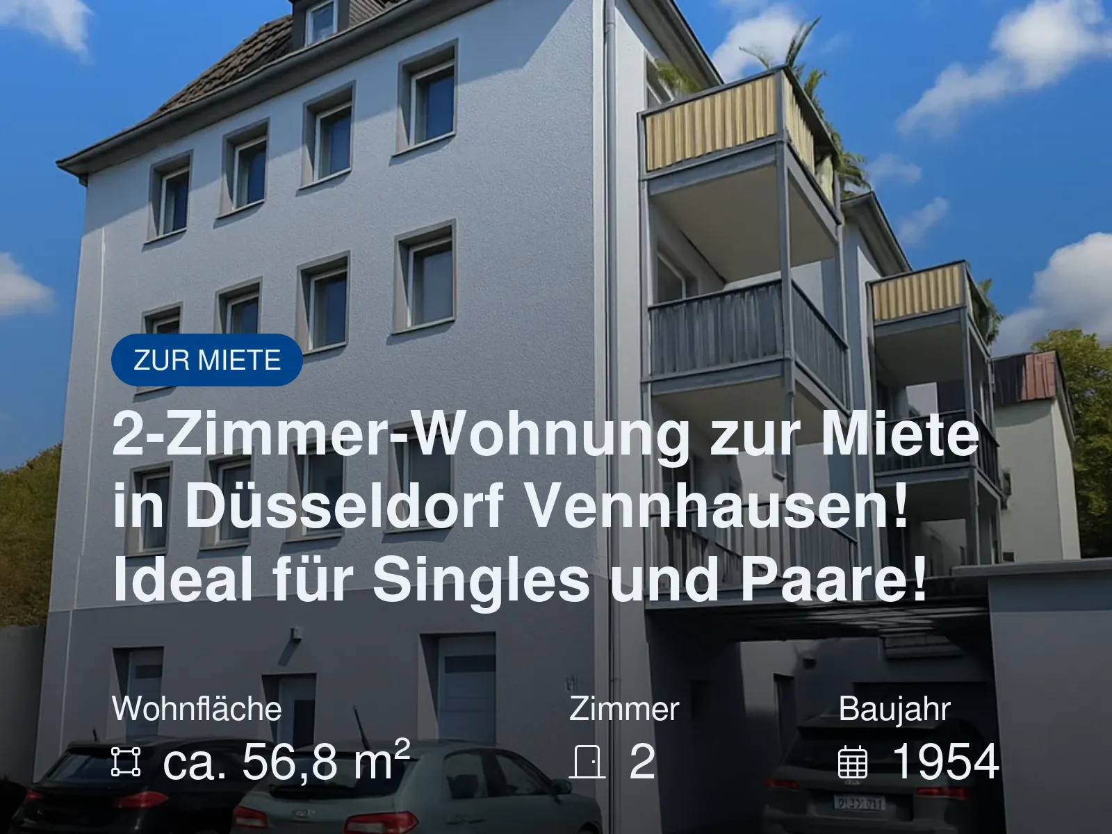 Neu im Angebot: 2-Zimmer-Wohnung zur Miete in  Düsseldorf Vennhausen! Ideal für Singles und Paare!