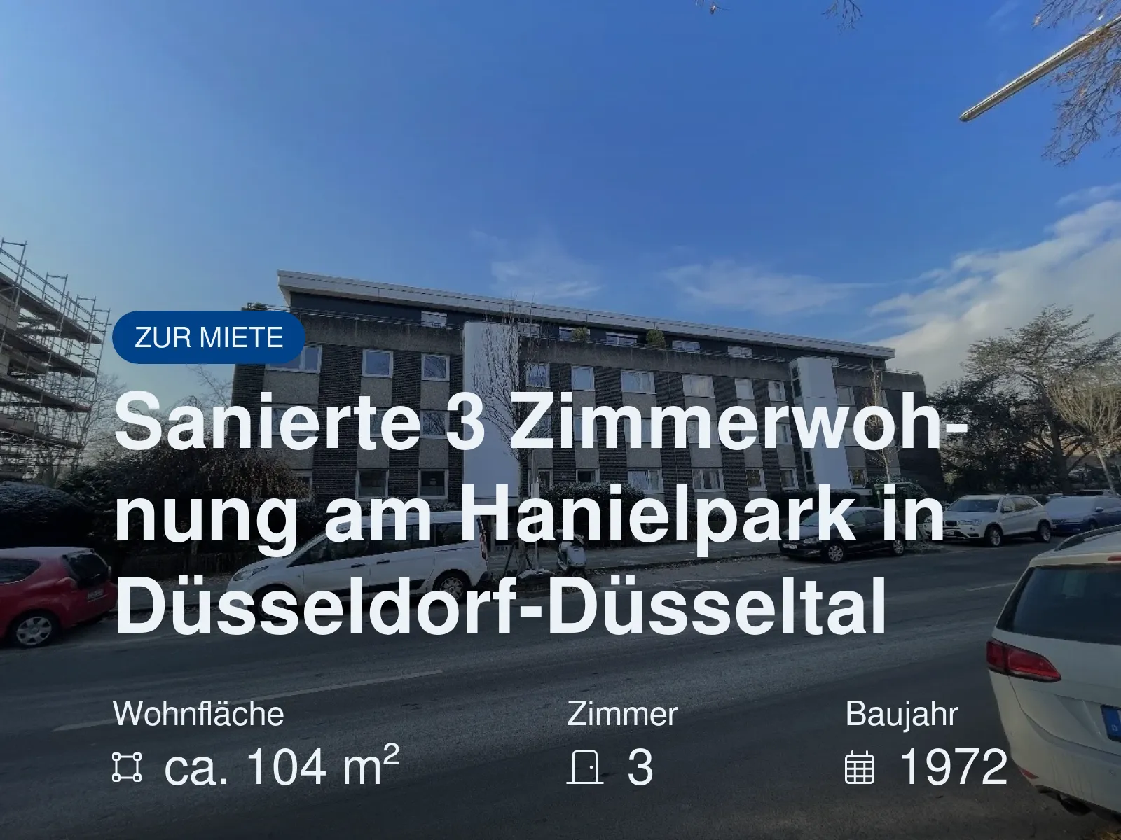 Neu im Angebot: Sanierte 3 Zimmerwohnung am Hanielpark in Düsseldorf-Düsseltal