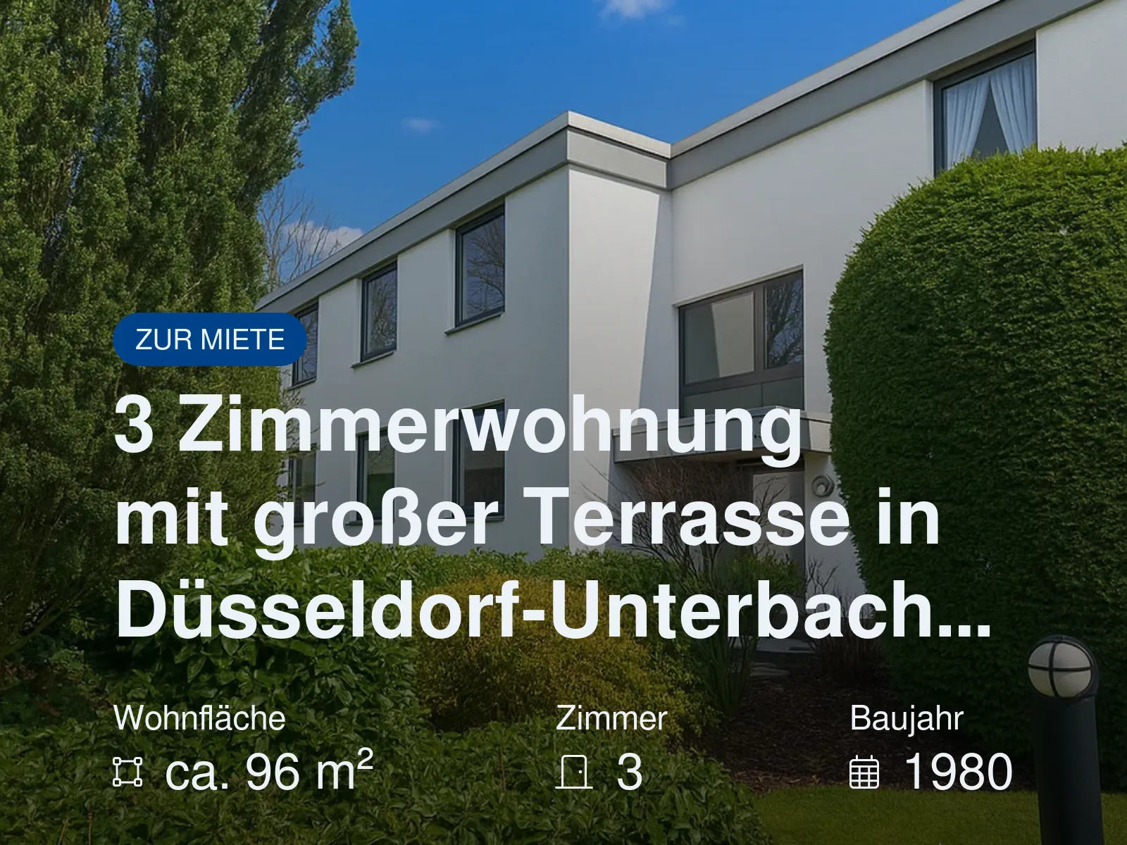 Neu im Angebot: 3 Zimmerwohnung mit großer Terrasse in Düsseldorf-Unterbach…