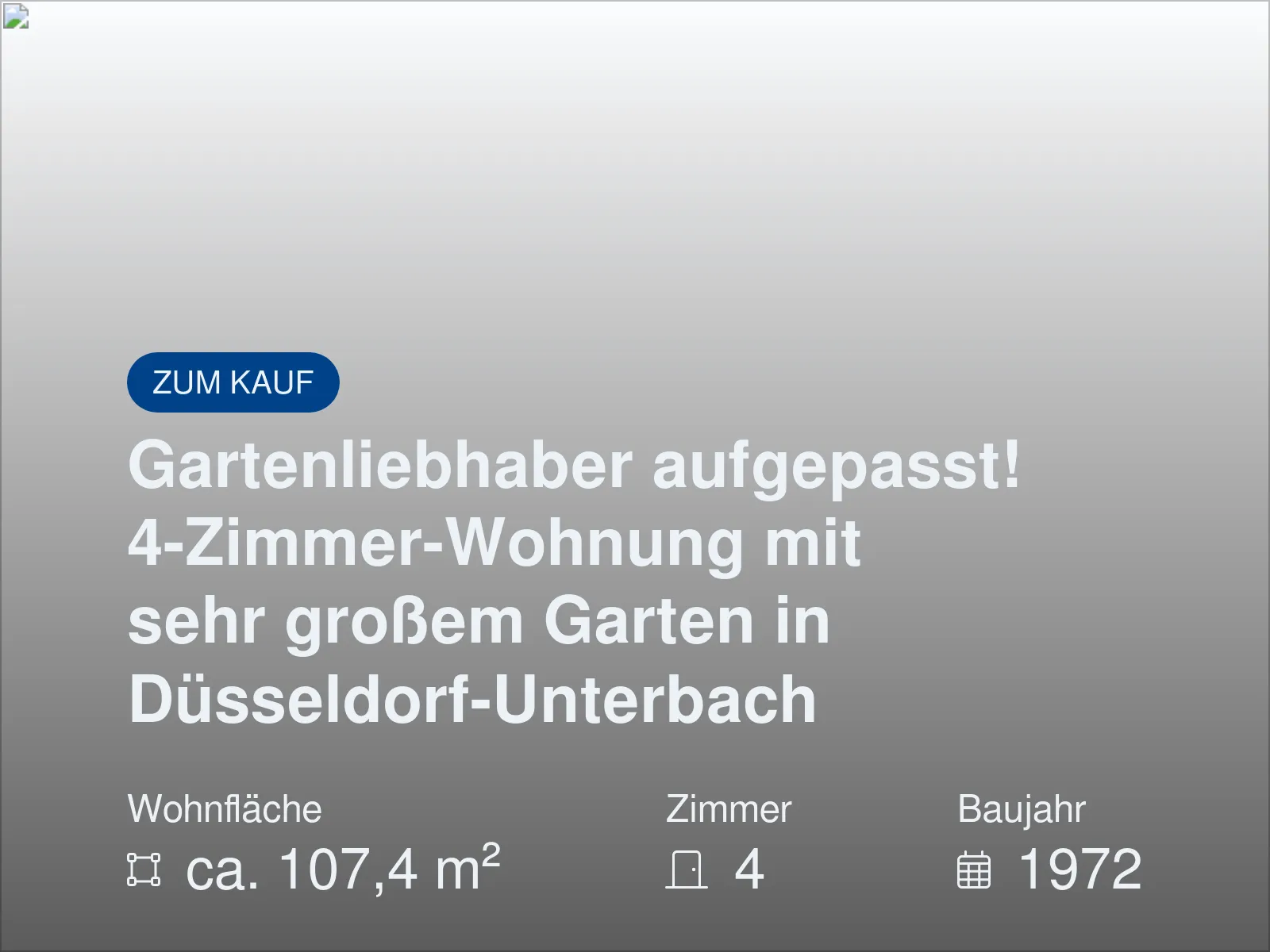 Neu im Angebot: Gartenliebhaber aufgepasst! 4-Zimmer-Wohnung mit sehr großem Garten in Düsseldorf-Unterbach