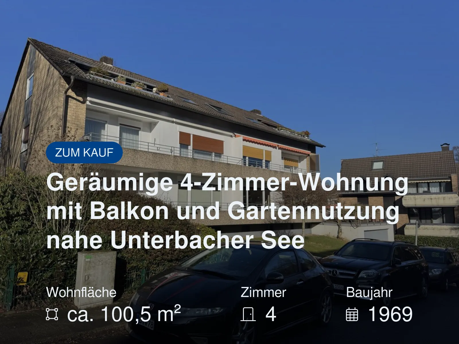 Neu im Angebot: Geräumige 4-Zimmer-Wohnung mit Balkon und Gartennutzung nahe Unterbacher See