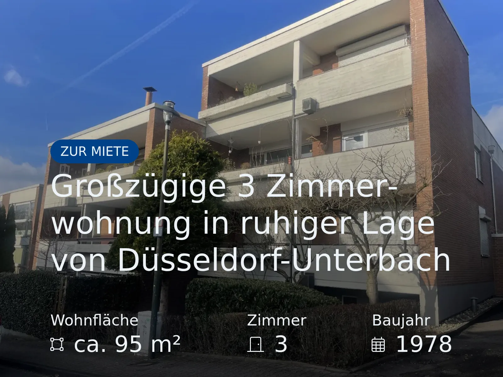 Neu im Angebot: Großzügige 3 Zimmerwohnung in ruhiger Lage von Düsseldorf-Unterbach