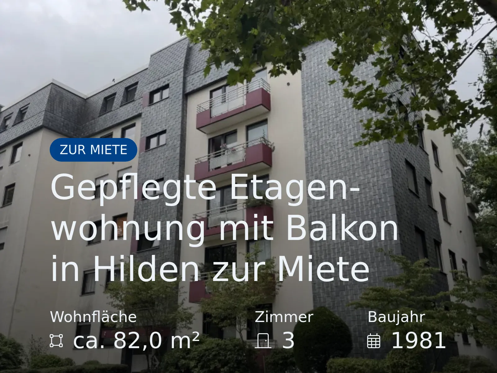Neu im Angebot: Gepflegte Etagenwohnung mit Balkon in Hilden zur Miete