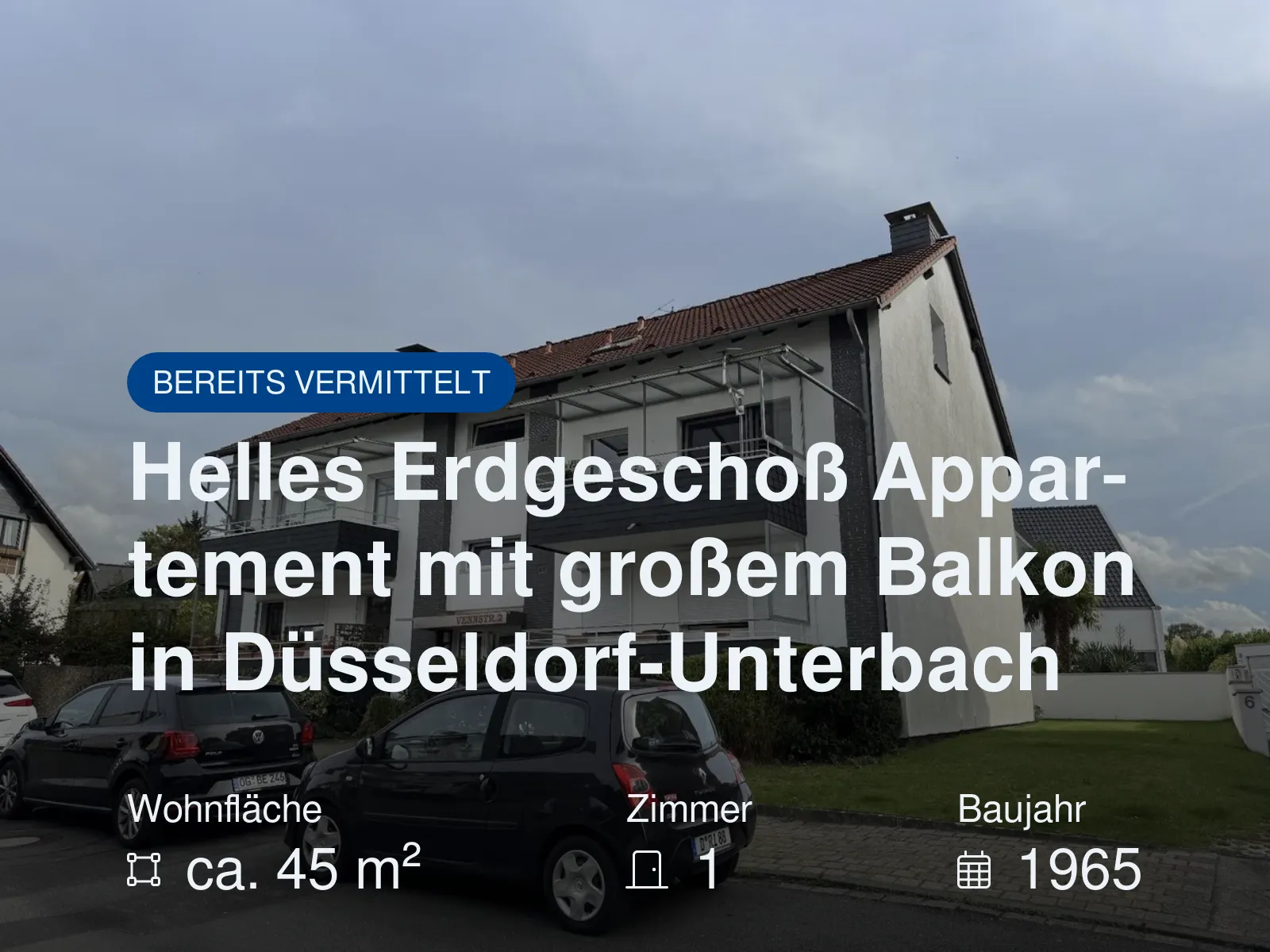 Nicht mehr verfügbar: Helles Erdgeschoß Appartement mit großem Balkon in Düsseldorf-Unterbach