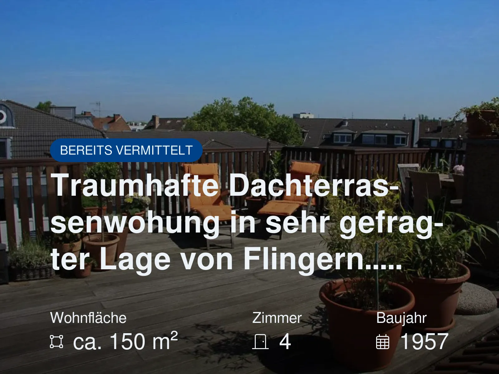 Nicht mehr verfügbar: Traumhafte Dachterrassenwohung in sehr gefragter Lage von Flingern…..