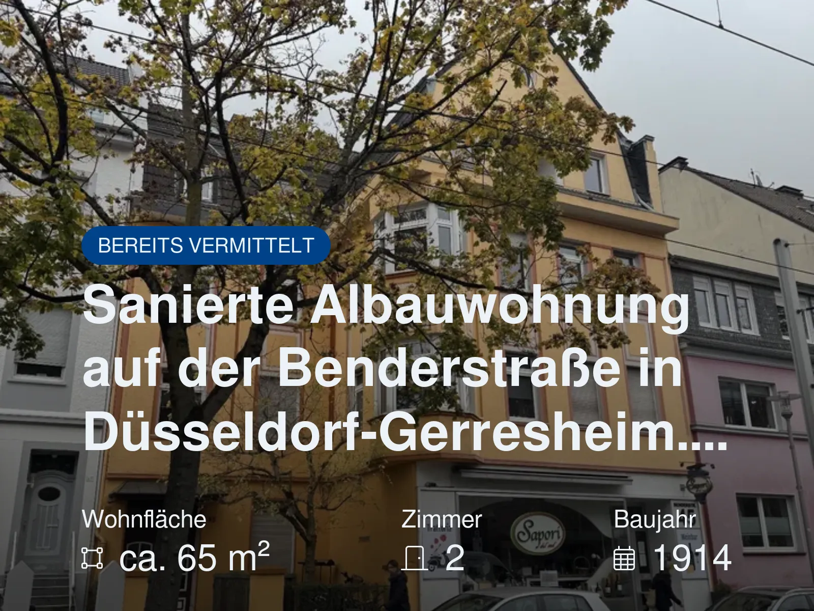 Nicht mehr verfügbar: Sanierte Albauwohnung auf der Benderstraße in Düsseldorf-Gerresheim….