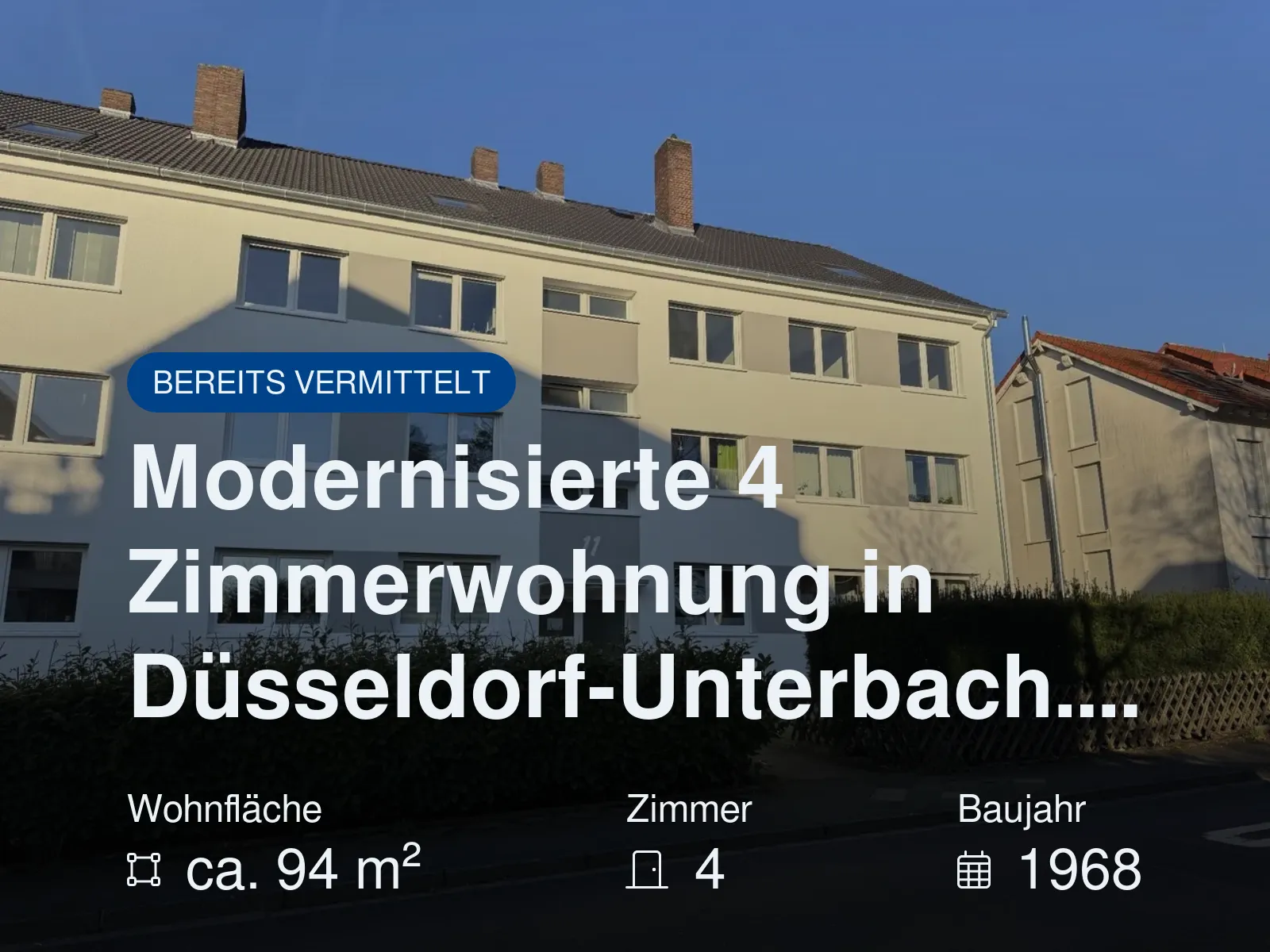 Nicht mehr verfügbar: Modernisierte 4 Zimmerwohnung in Düsseldorf-Unterbach….
