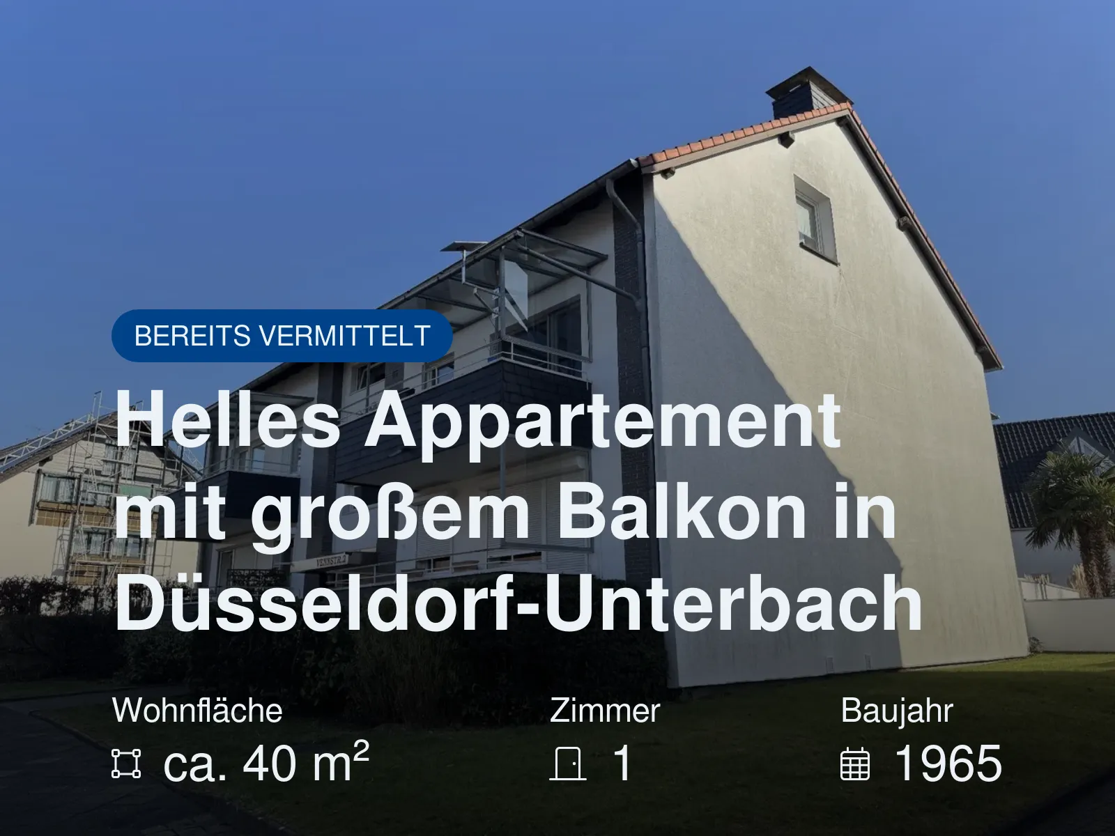 Nicht mehr verfügbar: Helles Appartement mit großem Balkon in Düsseldorf-Unterbach