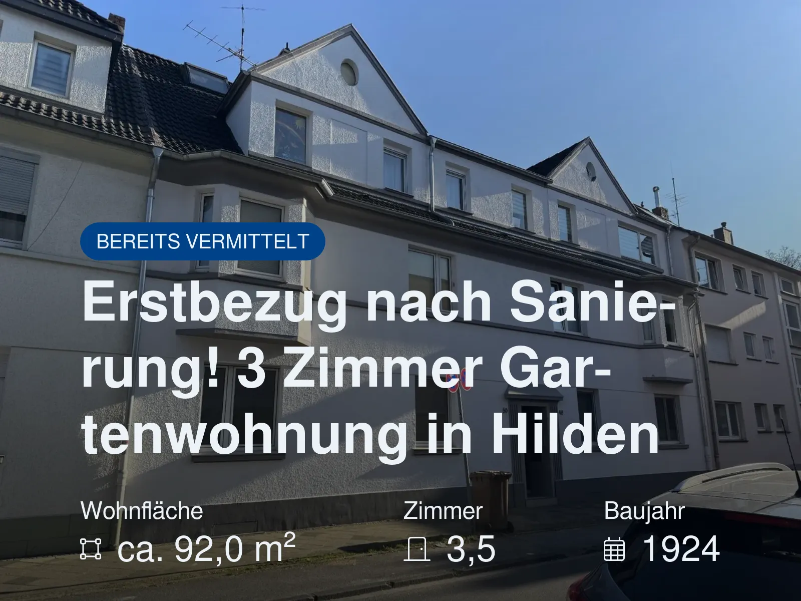 Neu im Angebot: Erstbezug nach Sanierung! 3 Zimmer Gartenwohnung in Hilden