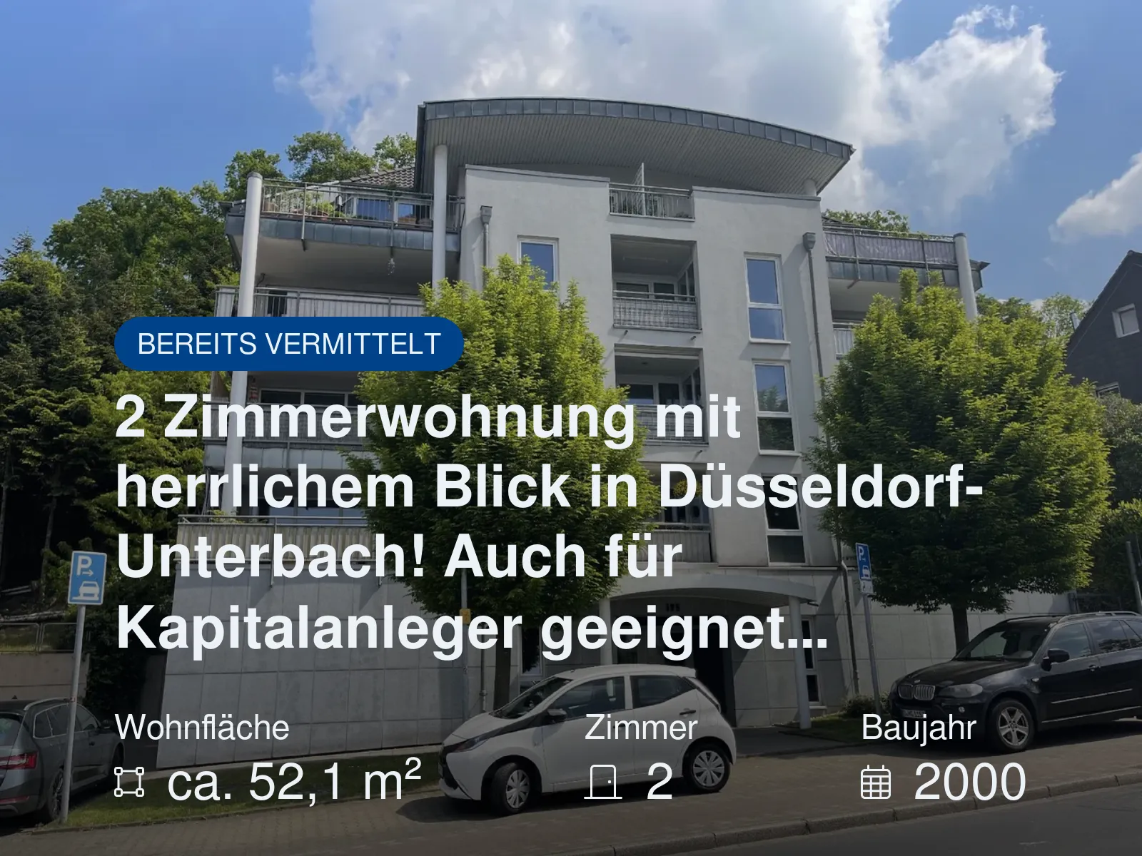 Neu im Angebot: 2 Zimmerwohnung mit herrlichem Blick in Düsseldorf-Unterbach! Auch für Kapitalanleger geeignet…