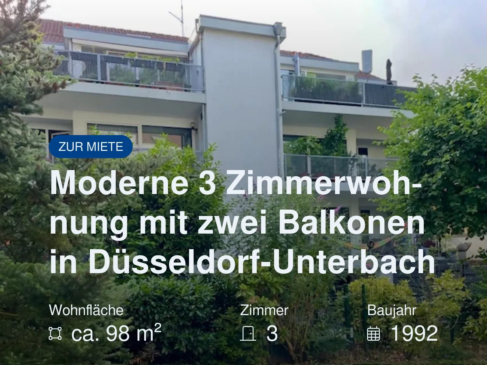 Neu im Angebot: Moderne 3 Zimmerwohnung mit zwei Balkonen in Düsseldorf-Unterbach