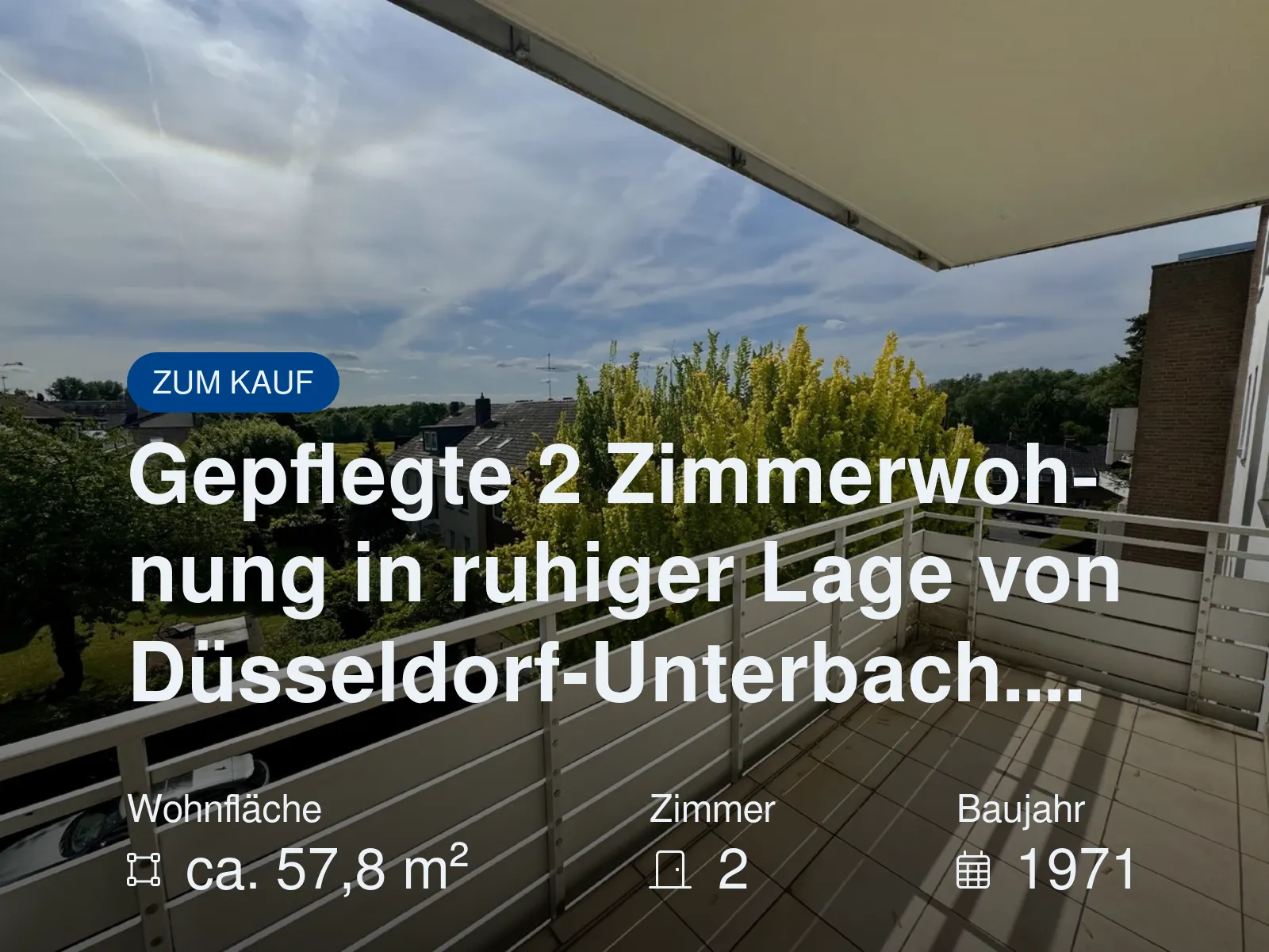 Neu im Angebot: Gepflegte 2 Zimmerwohnung in ruhiger Lage von Düsseldorf-Unterbach….