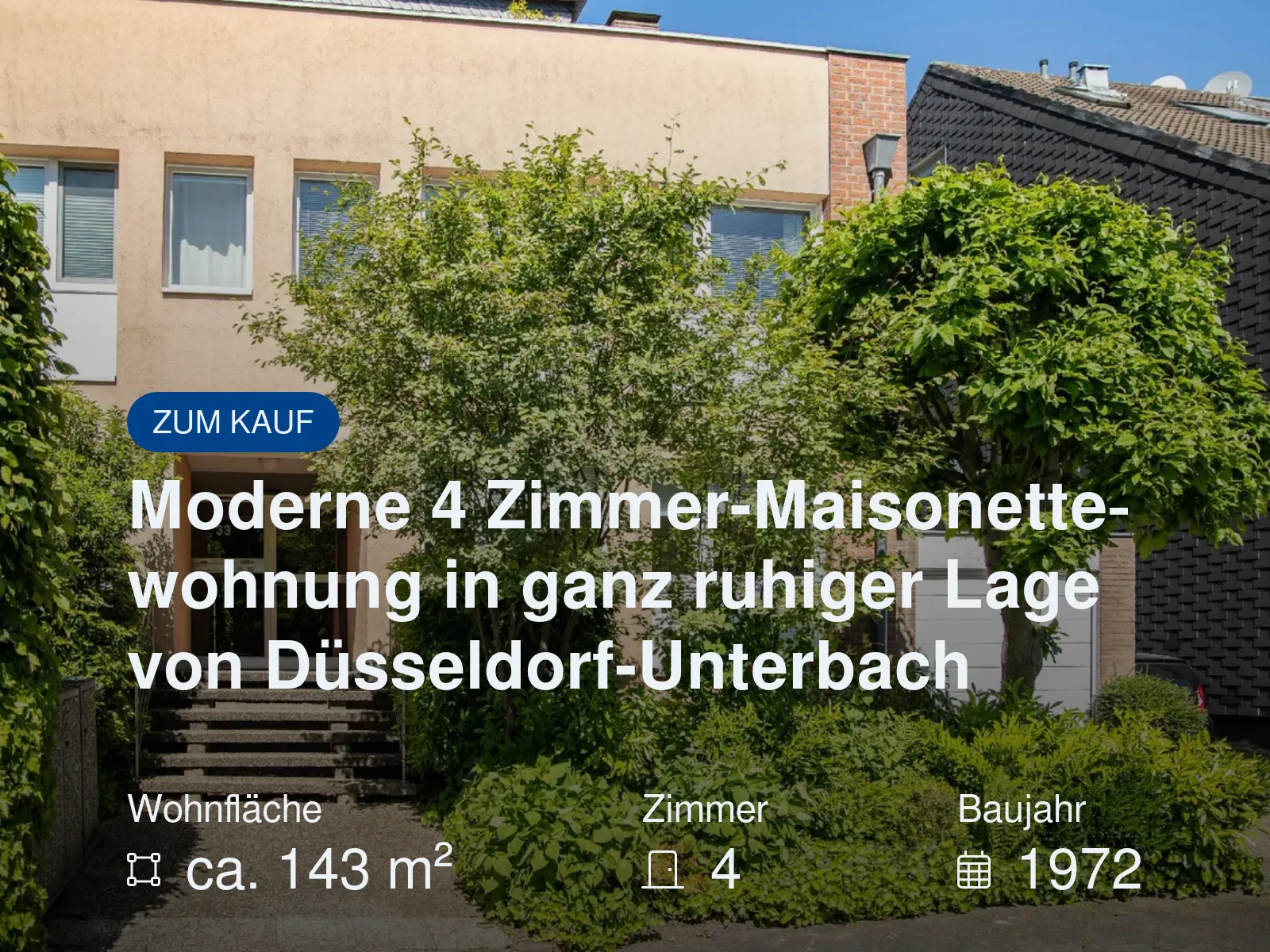 Neu im Angebot: Moderne 4 Zimmer-Maisonettewohnung in ganz ruhiger Lage von Düsseldorf-Unterbach