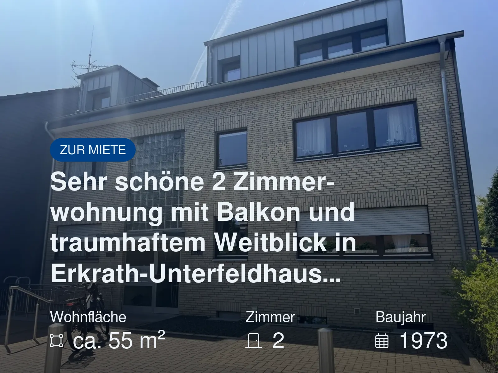 Neu im Angebot: Sehr schöne 2 Zimmerwohnung mit Balkon und traumhaftem Weitblick in Erkrath-Unterfeldhaus…