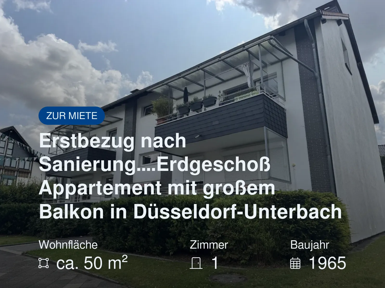 Neu im Angebot: Erstbezug nach Sanierung….Erdgeschoß Appartement mit großem Balkon in Düsseldorf-Unterbach