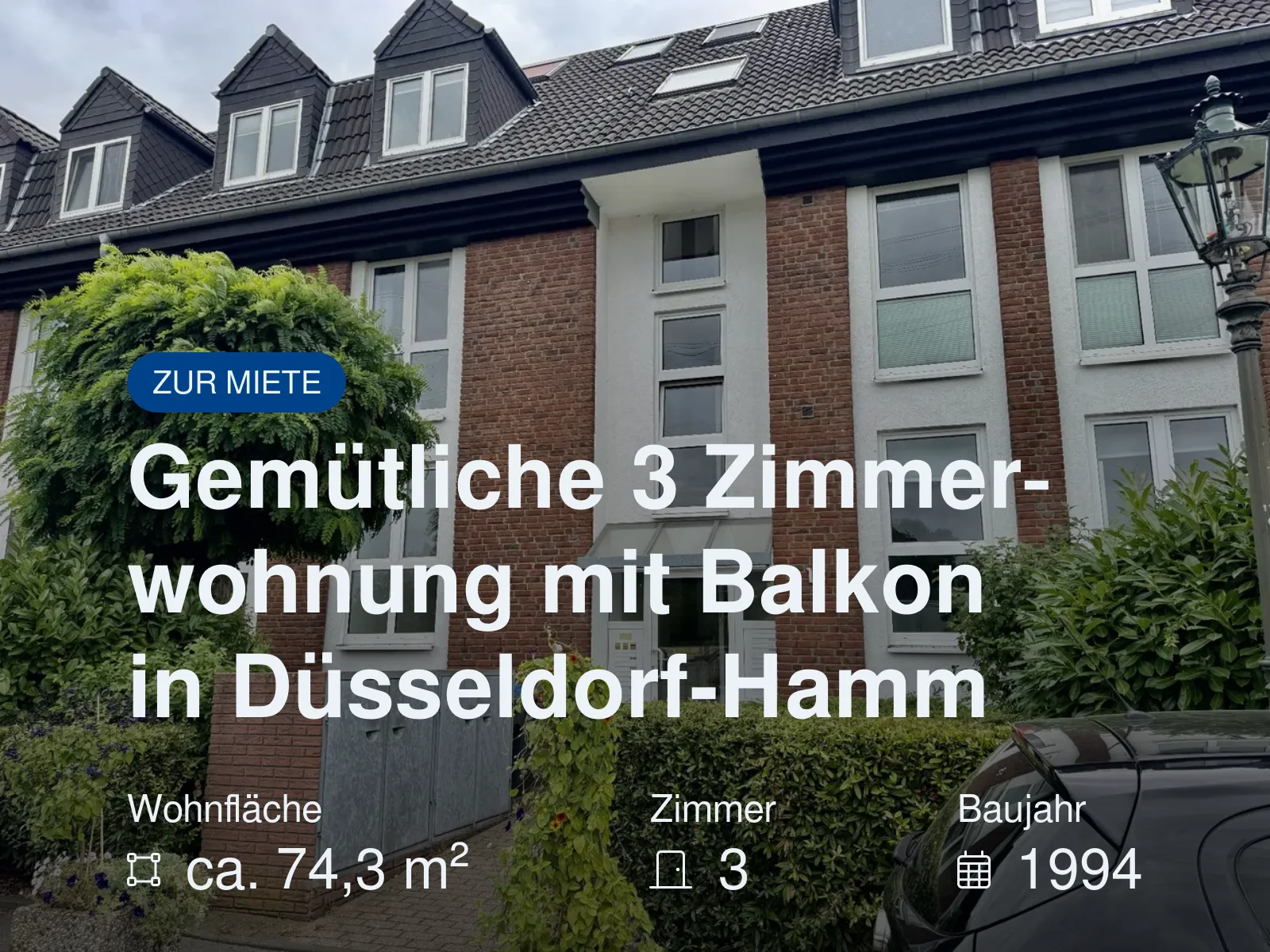Neu im Angebot: Gemütliche 3 Zimmerwohnung mit Balkon in Düsseldorf-Hamm
