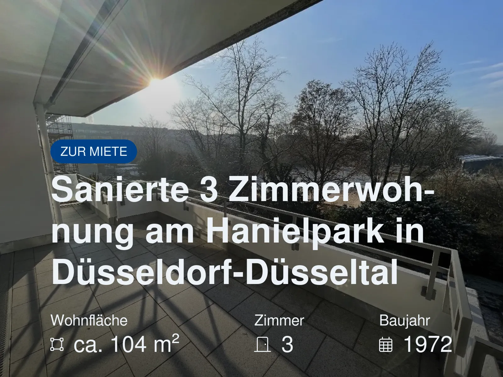 Neu im Angebot: Sanierte 3 Zimmerwohnung am Hanielpark in Düsseldorf-Düsseltal